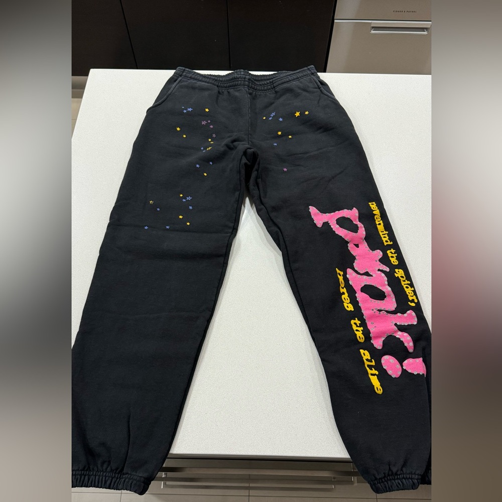 Spider sweatpants black “pink”